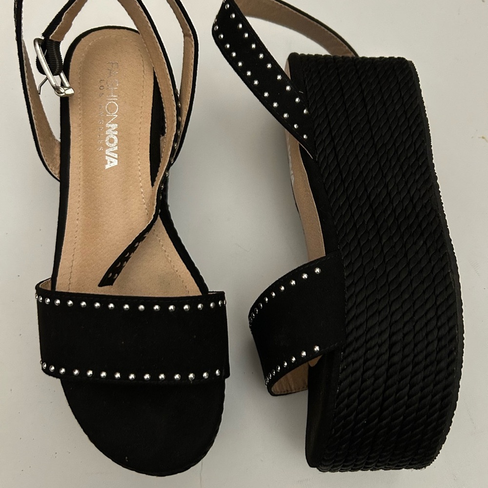 Black Studded Platform Sandals